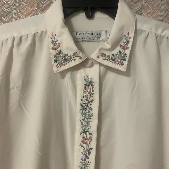 portraits by northern isles Tops - Embroidered Cream Blouse